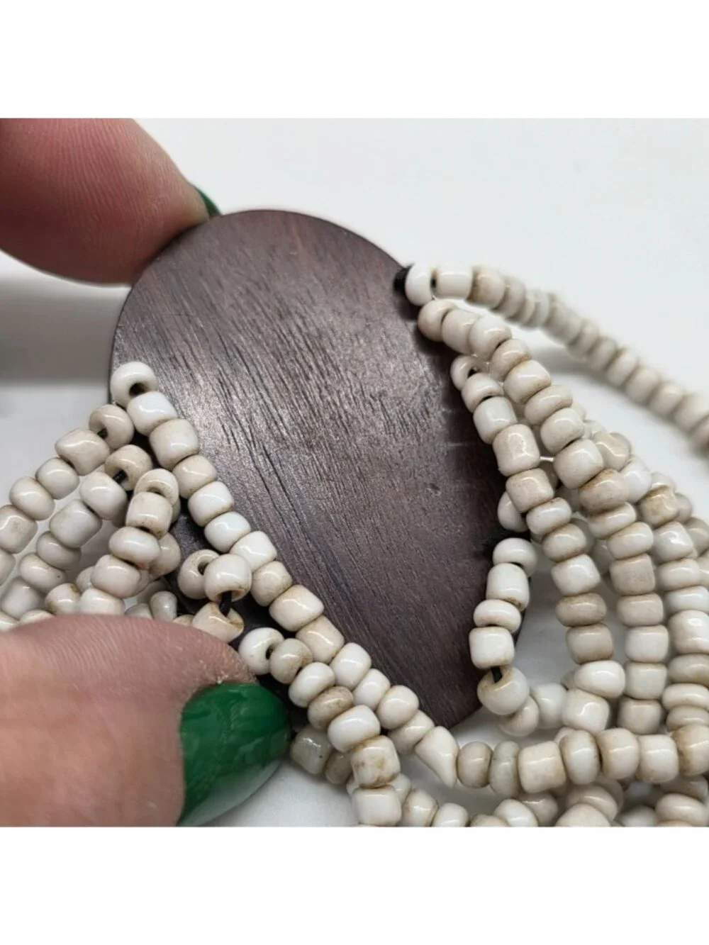 Large Wood & Glass Bead Stretch Bracelet With Multistrand Design For Women - Picture 7 of 7